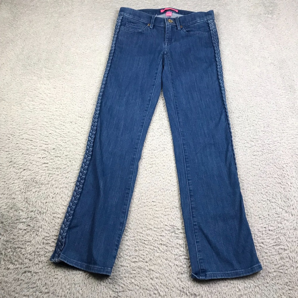 Lilly Pulitzer Jeans Womens 00 (27x27) South Ocean Crop Flare Braided Denim